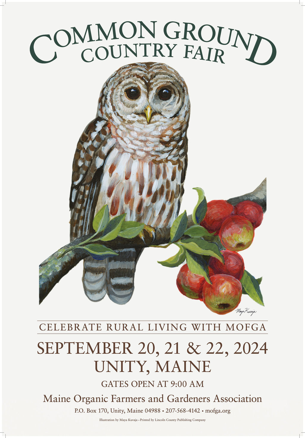 2024 Owl with Apples 8.5 x 11 Poster
