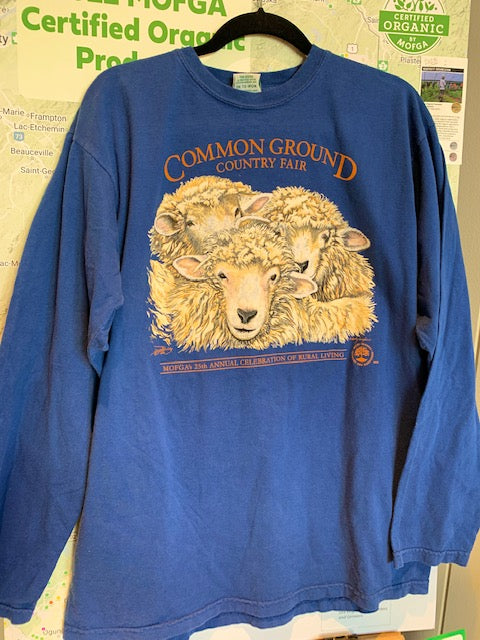 Reprint of 2001 Sheep - Adult Long Sleeve Large Blue