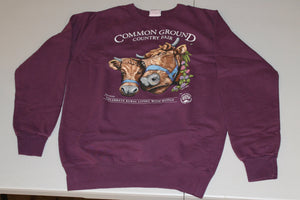 2019 Common Ground Country Fair Adult Crewneck Sweatshirt. Dexter Heifers design. Color Mulberry/purple