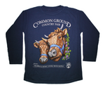 2019 Common Ground Country Fair Youth Long-sleeve T-shirt. Dexter Heifers design. Color bluestone a.k.a. dark blue